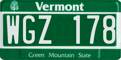 VT license plate WGZ178