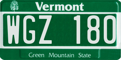 VT license plate WGZ180