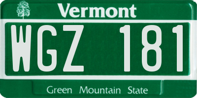VT license plate WGZ181