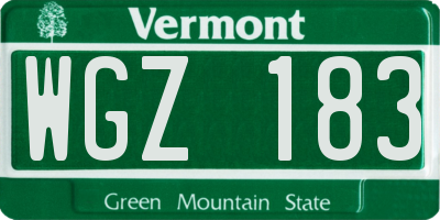 VT license plate WGZ183