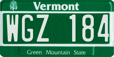 VT license plate WGZ184