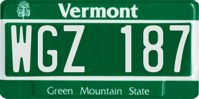 VT license plate WGZ187