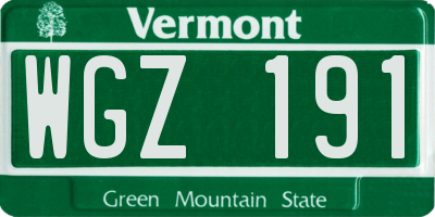 VT license plate WGZ191