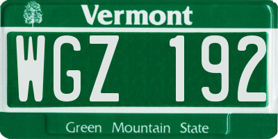 VT license plate WGZ192