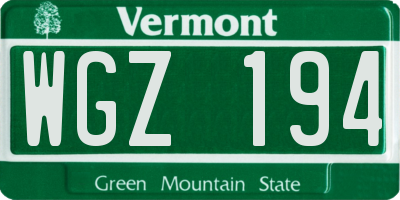 VT license plate WGZ194