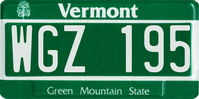 VT license plate WGZ195