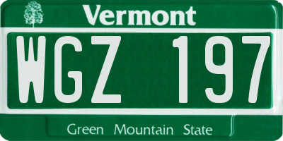 VT license plate WGZ197