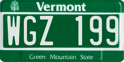 VT license plate WGZ199