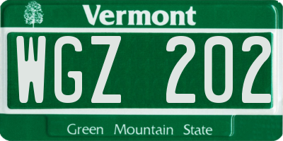 VT license plate WGZ202
