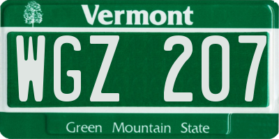 VT license plate WGZ207