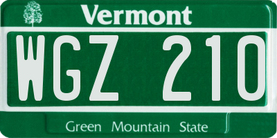 VT license plate WGZ210