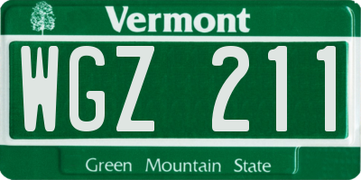 VT license plate WGZ211