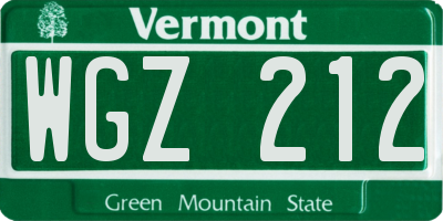 VT license plate WGZ212
