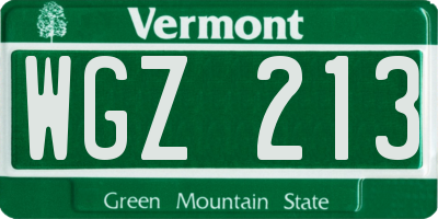 VT license plate WGZ213