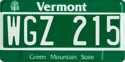 VT license plate WGZ215