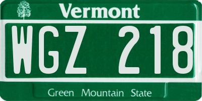VT license plate WGZ218