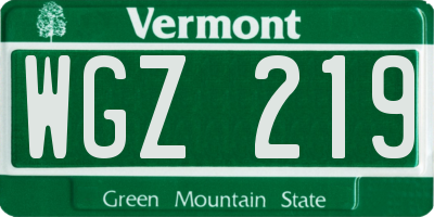 VT license plate WGZ219