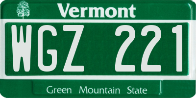 VT license plate WGZ221
