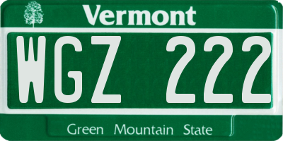 VT license plate WGZ222