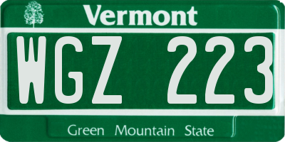 VT license plate WGZ223