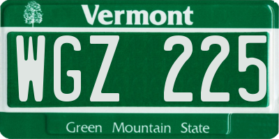 VT license plate WGZ225
