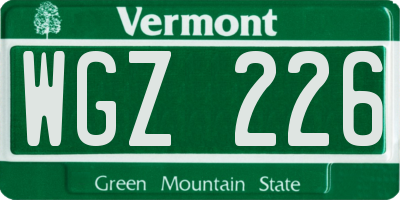 VT license plate WGZ226