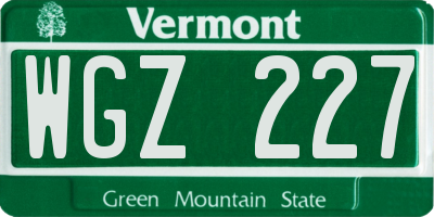VT license plate WGZ227