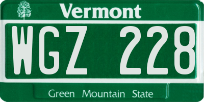 VT license plate WGZ228