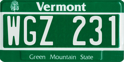 VT license plate WGZ231