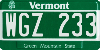 VT license plate WGZ233