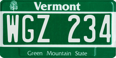 VT license plate WGZ234