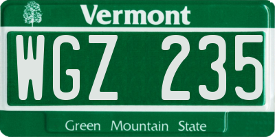 VT license plate WGZ235