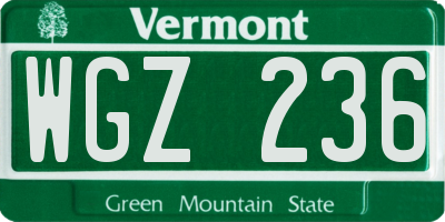 VT license plate WGZ236