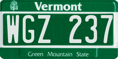 VT license plate WGZ237