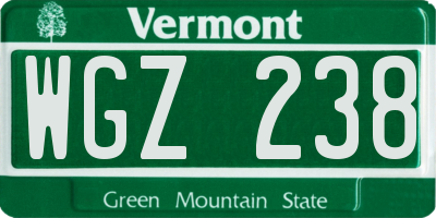 VT license plate WGZ238
