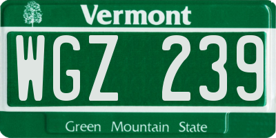 VT license plate WGZ239