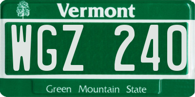 VT license plate WGZ240