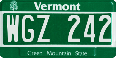 VT license plate WGZ242