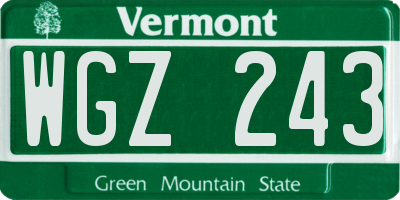 VT license plate WGZ243
