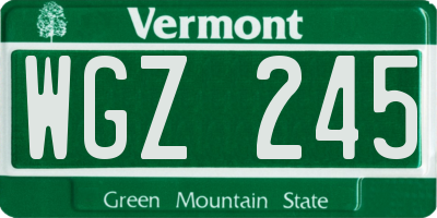 VT license plate WGZ245