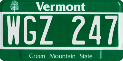 VT license plate WGZ247