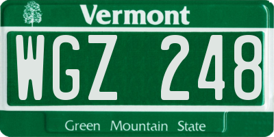 VT license plate WGZ248