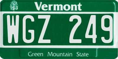 VT license plate WGZ249