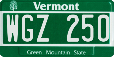 VT license plate WGZ250