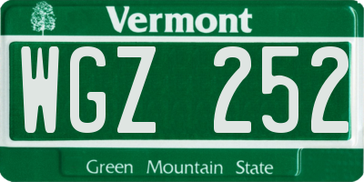VT license plate WGZ252