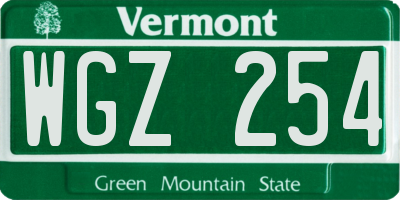 VT license plate WGZ254