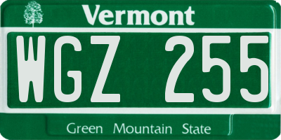 VT license plate WGZ255