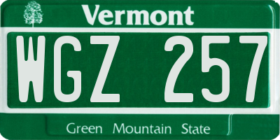 VT license plate WGZ257