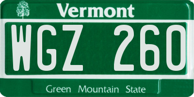 VT license plate WGZ260