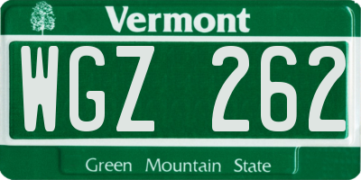 VT license plate WGZ262